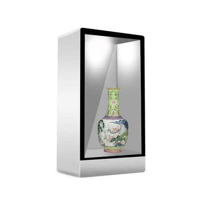 Vitrine LCD Transparente de 55 polegadas com resolução de 1920x1080 e gabinete de tela sensível ao toque de 10 pontos