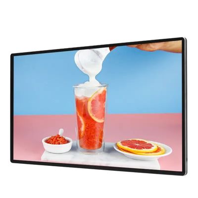 Display de publicidade LCD de 98 polegadas montado na parede com resolução 1920 x 1080 e proteção IP55 IP65