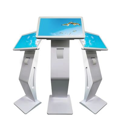Quiosque digital com tela sensível ao toque de 21,5 polegadas com impressora térmica e scanner de código QR para autoatendimento interativo