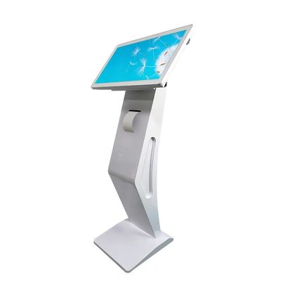 Quiosque digital com tela sensível ao toque de 21,5 polegadas com impressora térmica e scanner de código QR para autoatendimento interativo