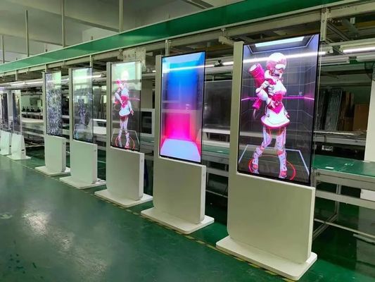 Vitrine LCD Transparente de 55 polegadas com resolução de 1920 x 1080 e suporte de chão OLED