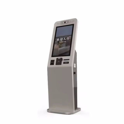 Quiosque de autoatendimento com tela sensível ao toque e sistema integrado de emissão de cartões de desordem, aceitador de dinheiro e interface multilíngue
