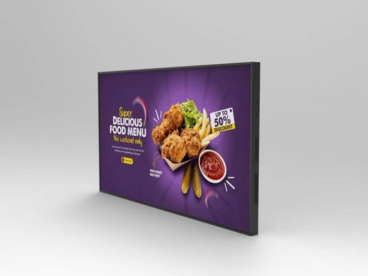 Display de publicidade LCD de 43 polegadas totalmente fixado no painel LCD montado na parede