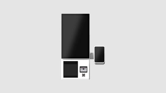 Quiosque de auto-encomenda compacto e leve com pagamento NFC e tela de rotação de 180 ° para uso versátil