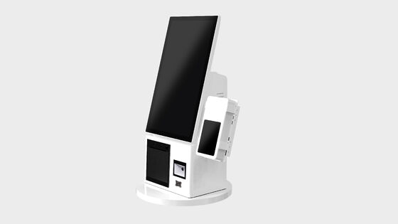 Quiosque de auto-encomenda compacto e leve com pagamento NFC e tela de rotação de 180 ° para uso versátil