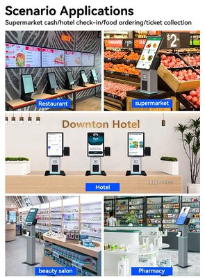 21.5 polegadas de tela sensível ao toque Quiosque de autoatendimento com pagamento NFC e sistema operacional personalizável para restaurantes e varejo