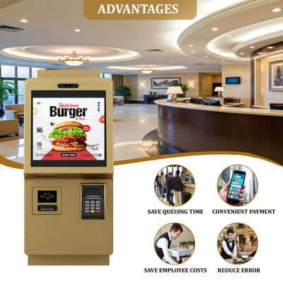 Quiosque de auto-encomenda de tela sensível ao toque de 24 polegadas com resolução 1920X1080 e design montado na parede para encomenda de alimentos em ambientes internos