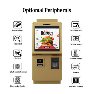 Quiosque de auto-encomenda de tela sensível ao toque de 24 polegadas com resolução 1920X1080 e design montado na parede para encomenda de alimentos em ambientes internos