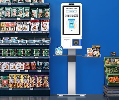 Sistema POS Kiosk All-in-one com Tela Sensível ao Toque Capacitiva, Impressora Térmica de 80mm e Leitor de Cartão NFC para Autoatendimento