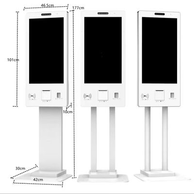 Sistema POS Kiosk All-in-one com Tela Sensível ao Toque Capacitiva, Impressora Térmica de 80mm e Leitor de Cartão NFC para Autoatendimento