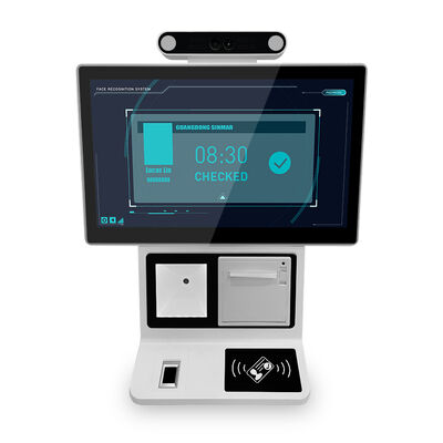 Quiosque de Autoatendimento para Desktop com Tela Capacitiva de 10 Pontos Android ou Windows Opcional Personalizado e Comunicação WiFi para Gerenciamento de Visitantes