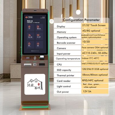 Quiosque de Auto Check-In de Hotel com Pagamento por Código QR e Tela Sensível ao Toque para Autoatendimento de Piso