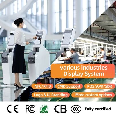 Quiosque de Autoatendimento com Toque Capacitivo de 10 Pontos, Tela LCD com Resolução de 1920x1080 e CMS Baseado em Nuvem para Autoatendimento Interativo