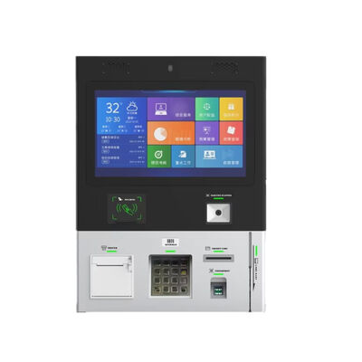 Quiosque de hotel montado na parede com tela sensível ao toque com resolução 1920x1080 e impressora térmica para auto check-in