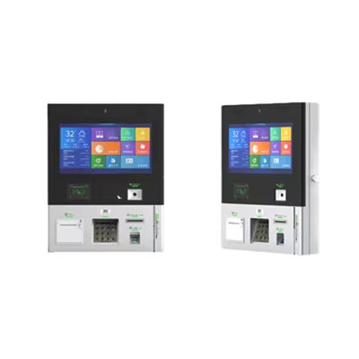 Quiosque de hotel montado na parede com tela sensível ao toque com resolução 1920x1080 e impressora térmica para auto check-in