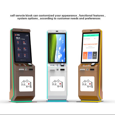Quiosque de Autoatendimento para Check-in de Hotel com Tela Capacitiva de 10 Pontos e Resolução de 1920x1080 e Design de Chão