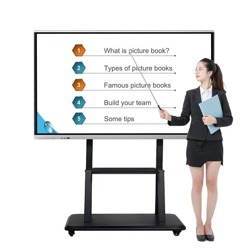Quadro Interativo 4K UHD de 100 polegadas com Smart Board Multi-Touch de 20 pontos para Sala de Aula