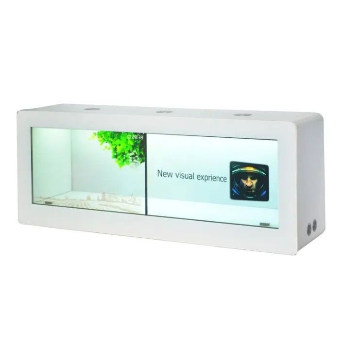 Vitrine LCD transparente de 55 polegadas com toque capacitivo e gabinete de exibição LCD de parede de empalme de 1x2