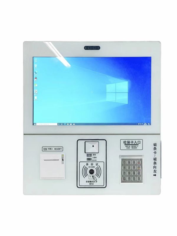 21.5 polegadas capacitivo touch screen quiosque de autoatendimento com QR code scanner para check-in e pagamento no hospital