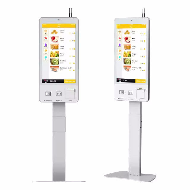 Sistema POS de autoatendimento com tela sensível ao toque com reconhecimento facial, luzes LED e tela de 21,5/24/27 polegadas