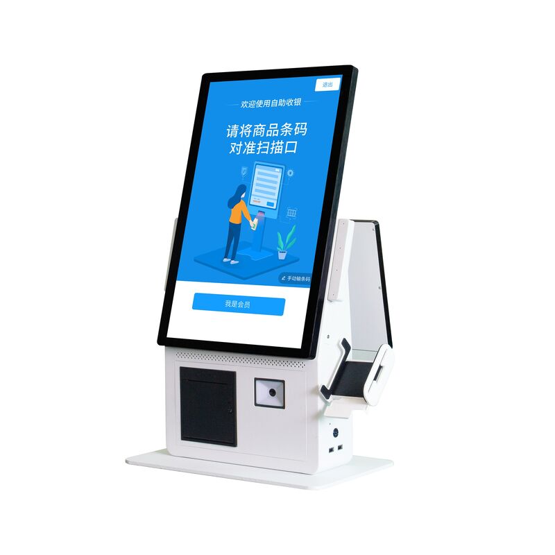 Sistema POS Kiosk All-in-one com Tela Sensível ao Toque Capacitiva, Impressora Térmica de 80mm e Leitor de Cartão NFC para Autoatendimento