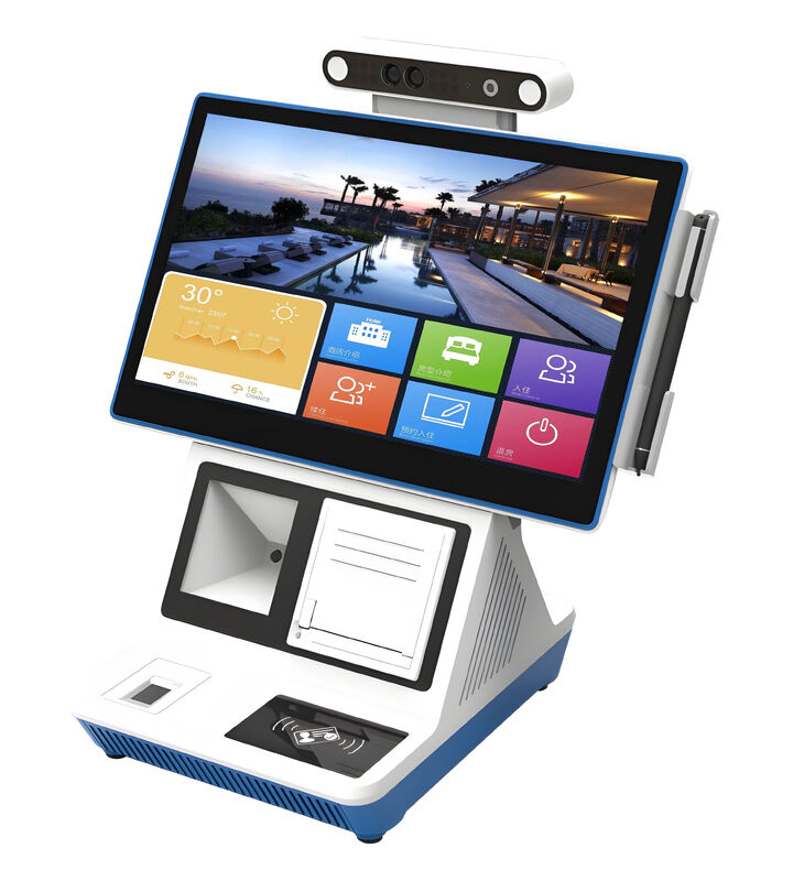 Quiosque de Autoatendimento para Desktop com Tela Capacitiva de 10 Pontos Android ou Windows Opcional Personalizado e Comunicação WiFi para Gerenciamento de Visitantes
