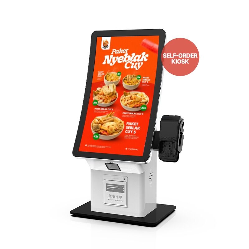 Quiosque de Autoatendimento com Toque Capacitivo de 10 Pontos, Tela LCD com Resolução de 1920x1080 e CMS Baseado em Nuvem para Autoatendimento Interativo